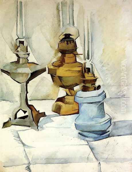 Three Lamps Oil Painting by Juan Gris