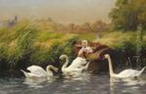 A Water Picnic Oil Painting by Frank Percy Wild