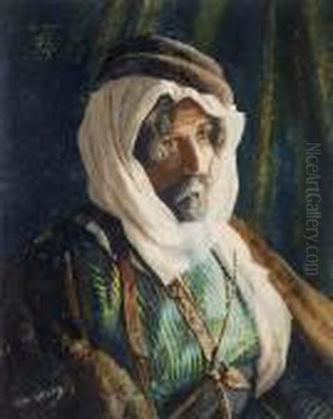 Portrait Of An Arab Oil Painting by Charles Wilda