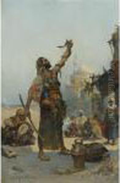 The Snake Charmer Oil Painting by Charles Wilda