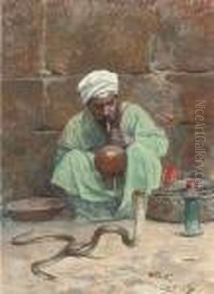 The Snake Charmer Oil Painting by Charles Wilda