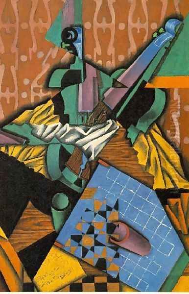 Violin And Checkerboard Oil Painting by Juan Gris