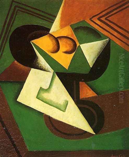 Fruit Bowl and Fruit Oil Painting by Juan Gris