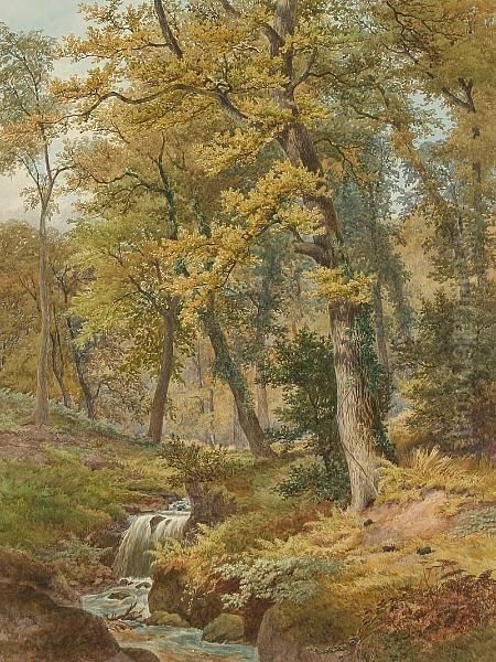 A Woodland Stream Oil Painting by William Wilde