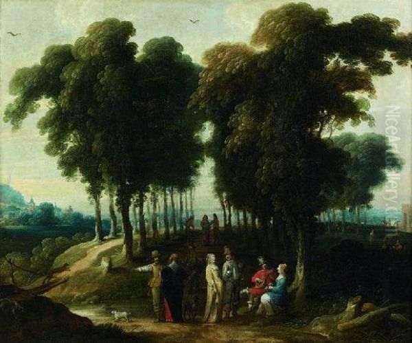 Promeneurs A L'oree D'un Bois Oil Painting by Jan Wildens