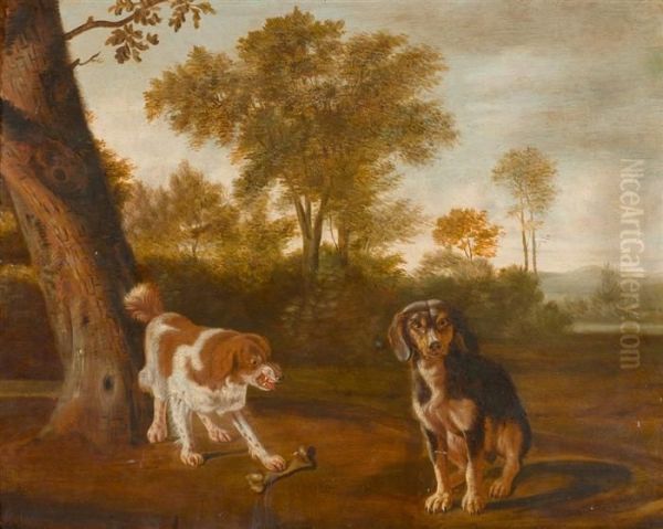 Zwei Hunde. Oil Painting by Jan Wildens