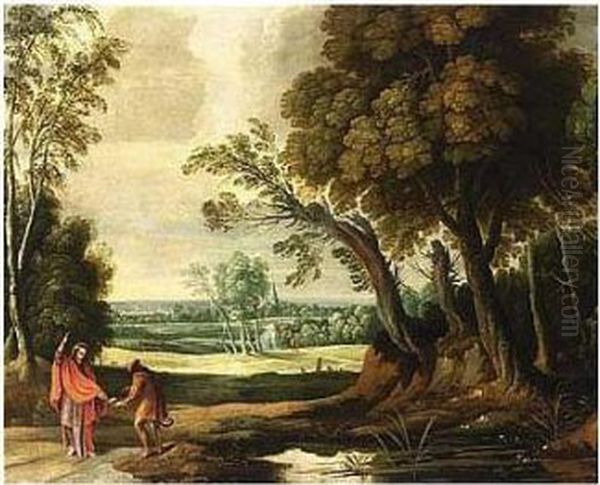 A Wooded Landscape With The Temptation Of Christ Oil Painting by Jan Wildens