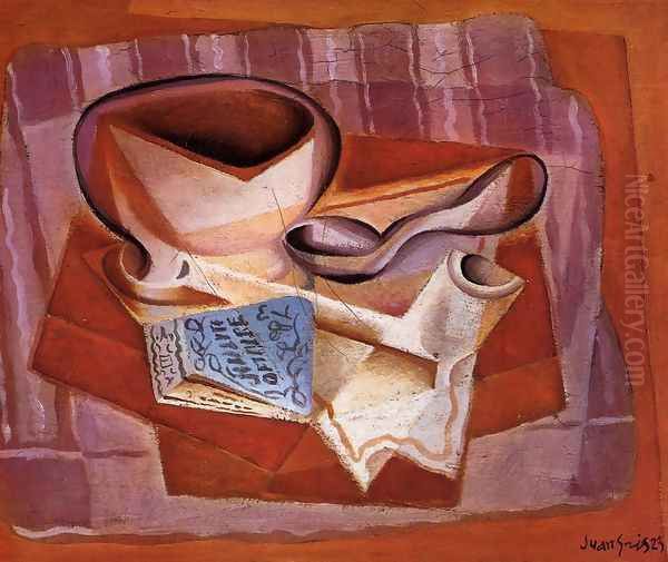 Bowl, Book and Spoon Oil Painting by Juan Gris