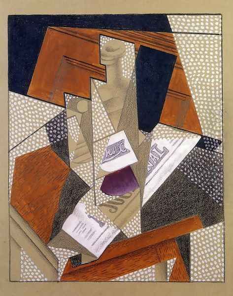 Bottle Oil Painting by Juan Gris