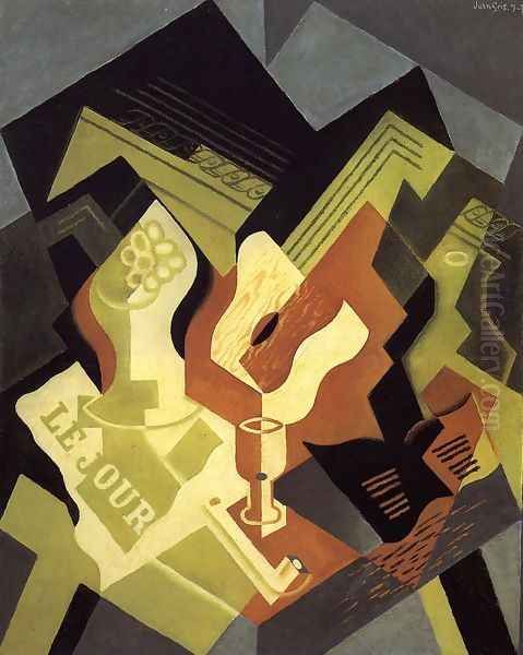 Guitar and Fruit Dish I Oil Painting by Juan Gris