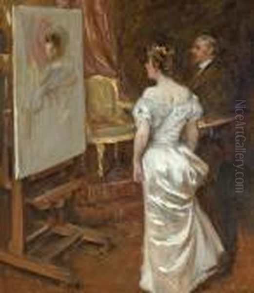 The Artist And His Model Oil Painting by Irving Ramsay Wiles