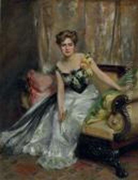 Portrait Of Mrs. Louise Carleton Putnam Oil Painting by Irving Ramsay Wiles