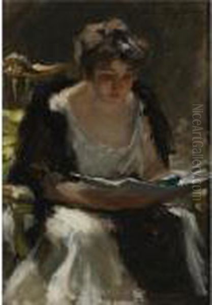 The Reader Oil Painting by Irving Ramsay Wiles