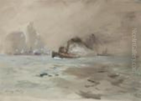 ''tugboat In The Fog'' Oil Painting by Irving Ramsay Wiles