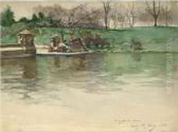 The Lake, Central Park, New York Oil Painting by Irving Ramsay Wiles