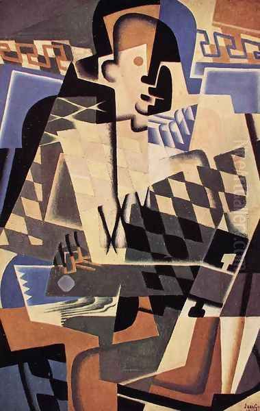 Harlequin with a Guitar Oil Painting by Juan Gris