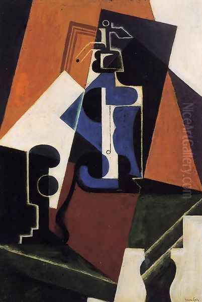 Seltzer Bottle and Glass Oil Painting by Juan Gris