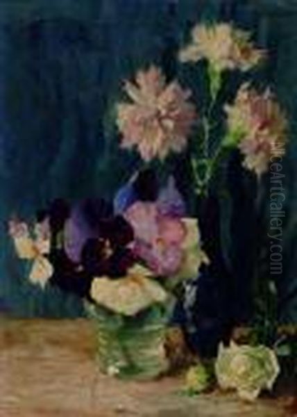 Still-life With Flowers Oil Painting by Ferdinand Abraham Isaac Wilhelm