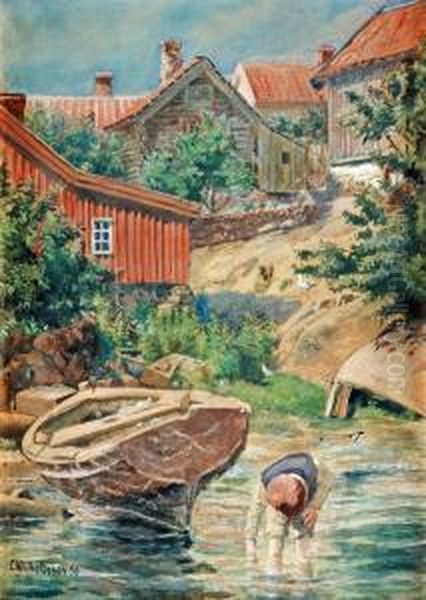 Wading Boy Oil Painting by Carl Wilhelmson