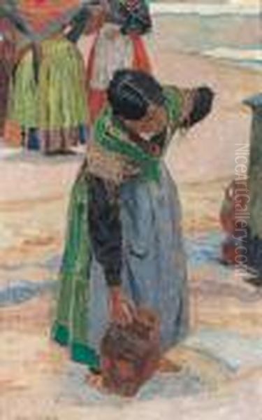 Vattenhamterskan Oil Painting by Carl Wilhelmson