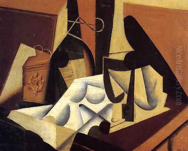 Still Life with White Tablecloth Oil Painting by Juan Gris