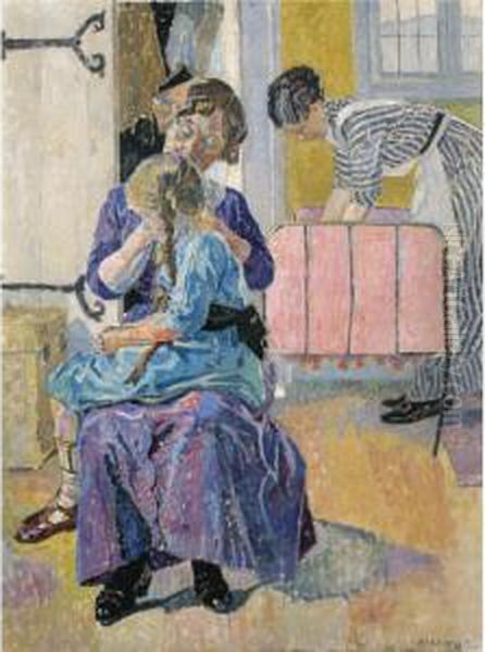 Morgontoilette (morning Dress) Oil Painting by Carl Wilhelmson