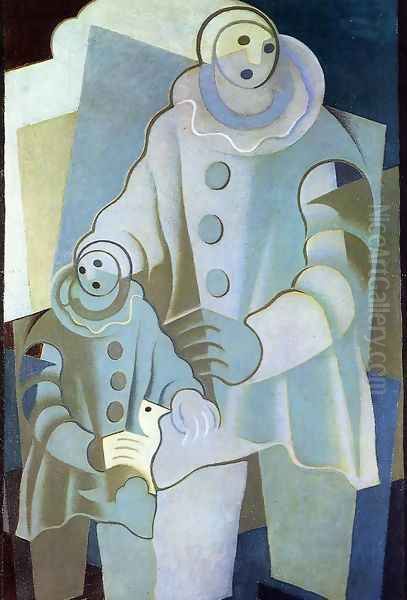 Two Pierrots Oil Painting by Juan Gris