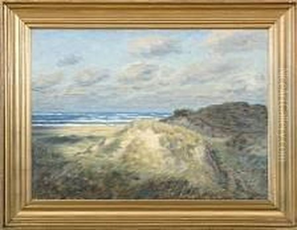 Scene From Skagen Beach Oil Painting by Johannes Martin Fastings Wilhjelm