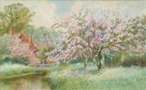 A Surrey Orchard Oil Painting by Arthur Stanley Wilkinson