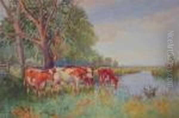 At The Watering Hole Oil Painting by Arthur Stanley Wilkinson