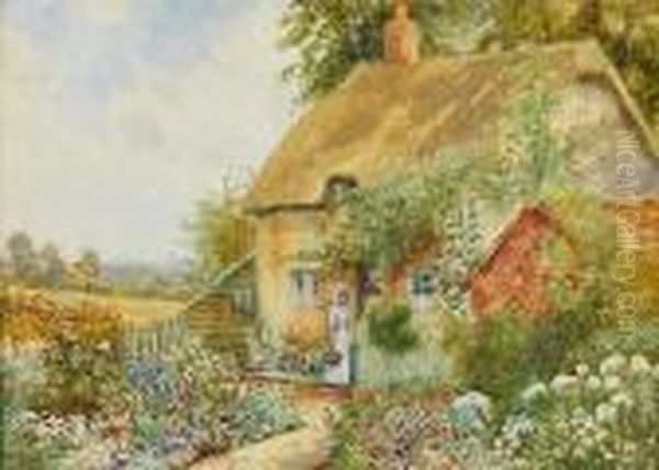 The Cottage Garden, A Pair Oil Painting by Arthur Stanley Wilkinson