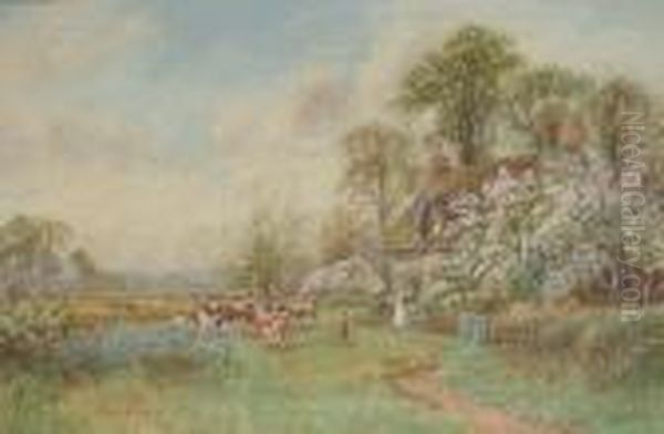 'a Hampshire Farm'; 'a Hampshire Hamlet'. Oil Painting by Arthur Stanley Wilkinson