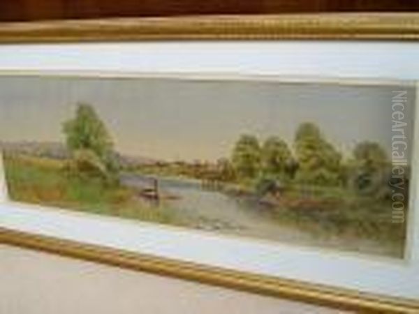 River Landscape Oil Painting by Arthur Stanley Wilkinson