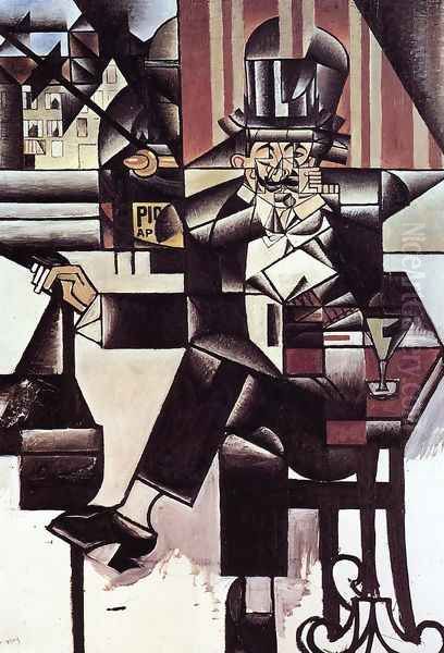 Man in the Cafe Oil Painting by Juan Gris