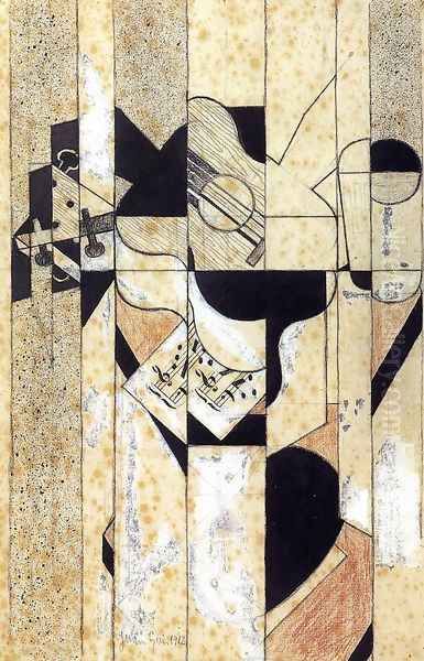 Guitar and Glass I Oil Painting by Juan Gris