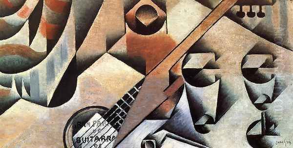 Guitar and Glasses Oil Painting by Juan Gris