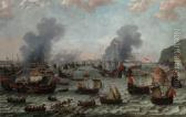 The Battle Of Gibraltar, 25 April 1607 Oil Painting by Adam Willaerts