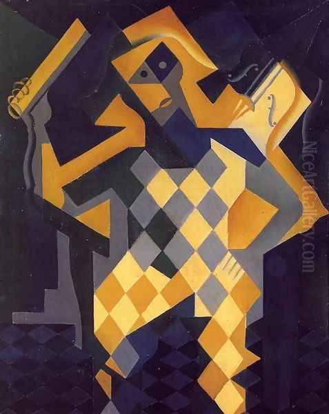 Harlequin with Violin Oil Painting by Juan Gris