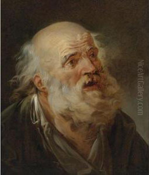 Head Of An Old Man Oil Painting by Pierre-Alexandre Wille