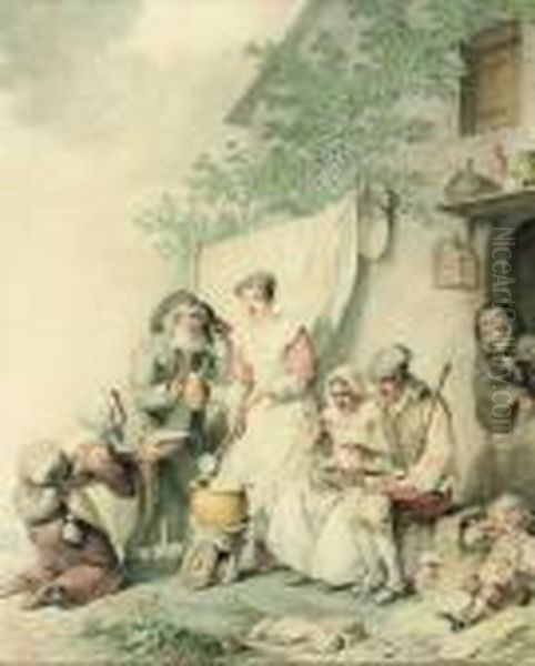 Souper Paysan Oil Painting by Pierre-Alexandre Wille