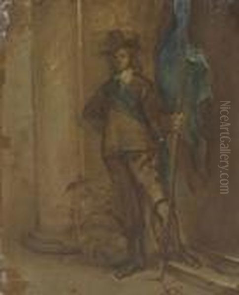 A Soldier With A Flag Oil Painting by Thomas Willeboirts Bosschaert