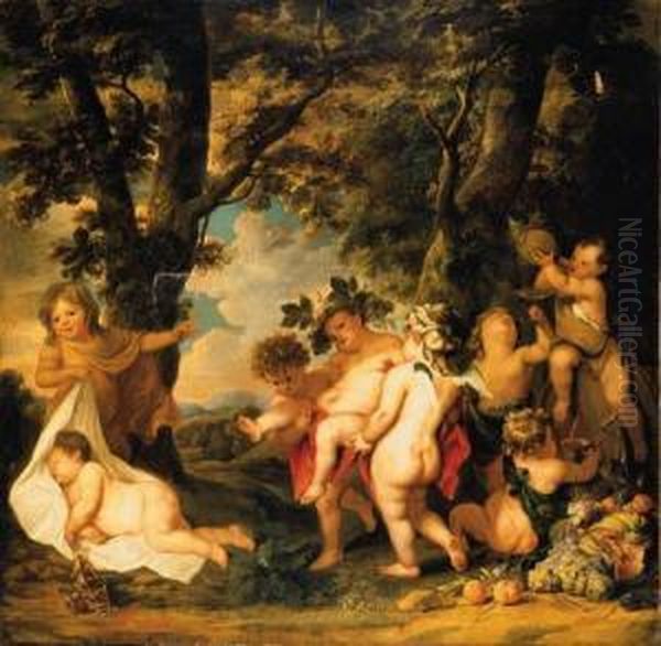 A Bacchanale Oil Painting by Thomas Willeboirts Bosschaert