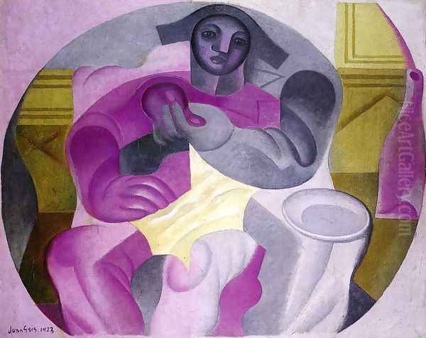 Seated Harlequin Oil Painting by Juan Gris