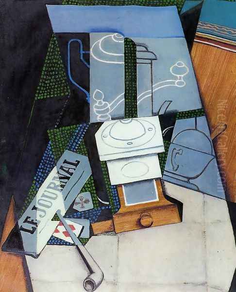 Newspaper with Coffee Mill Oil Painting by Juan Gris