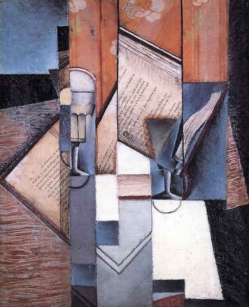 The Book Oil Painting by Juan Gris