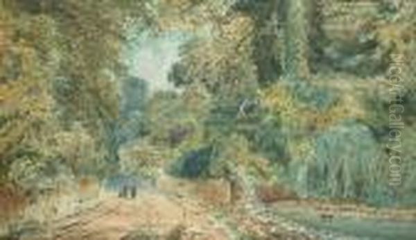 Figures On A Country Path Oil Painting by Arthur Reginald Willett