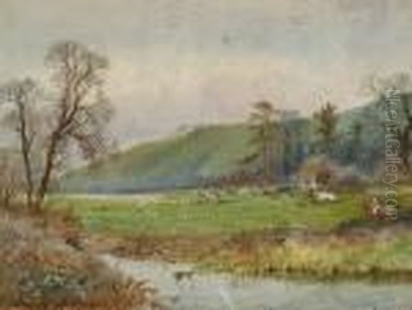 Hunting In A River Landscape Oil Painting by Arthur Reginald Willett