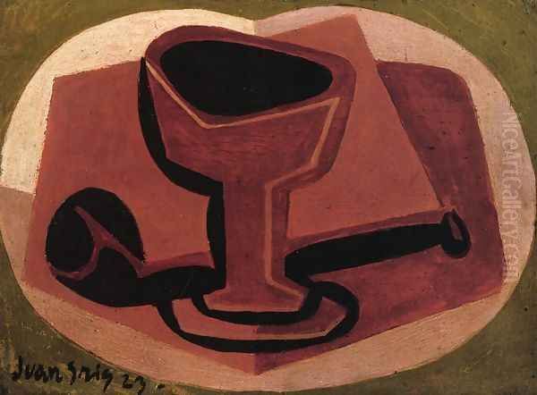 Pipe and Glass Oil Painting by Juan Gris