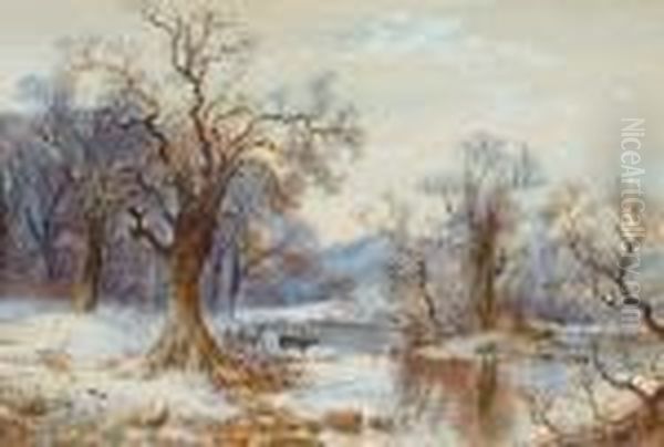 A Wintry Day, Bagshot Oil Painting by Arthur Reginald Willett