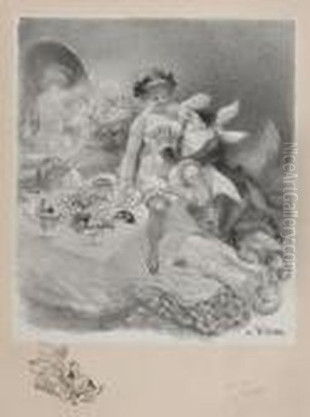 Erotic Prints Oil Painting by Adolphe Willette